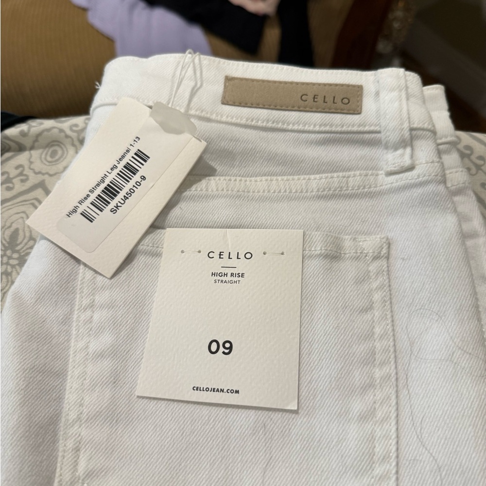 Cello High Rise Straight Jeans in White